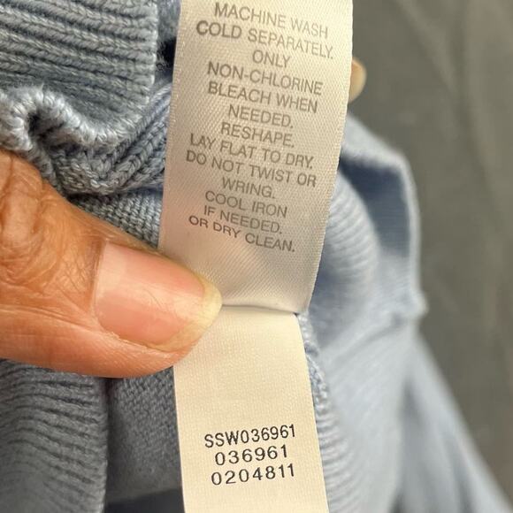 J. Jill Knit Sweater Cardigan Preppy Pullover Blue Women's Medium Soft Teacher - Picture 7 of 8